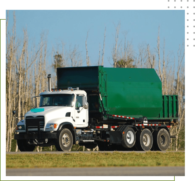 A large truck is parked on the side of the road.