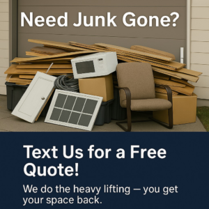 A cluttered garage filled with junk, ready for professional removal in Brooklyn