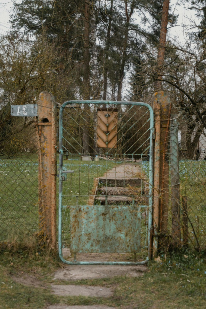 A rusted fence