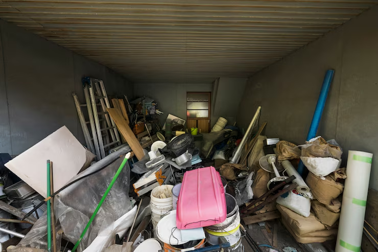 Cluttered house interior in urgent need of professional home junk removal