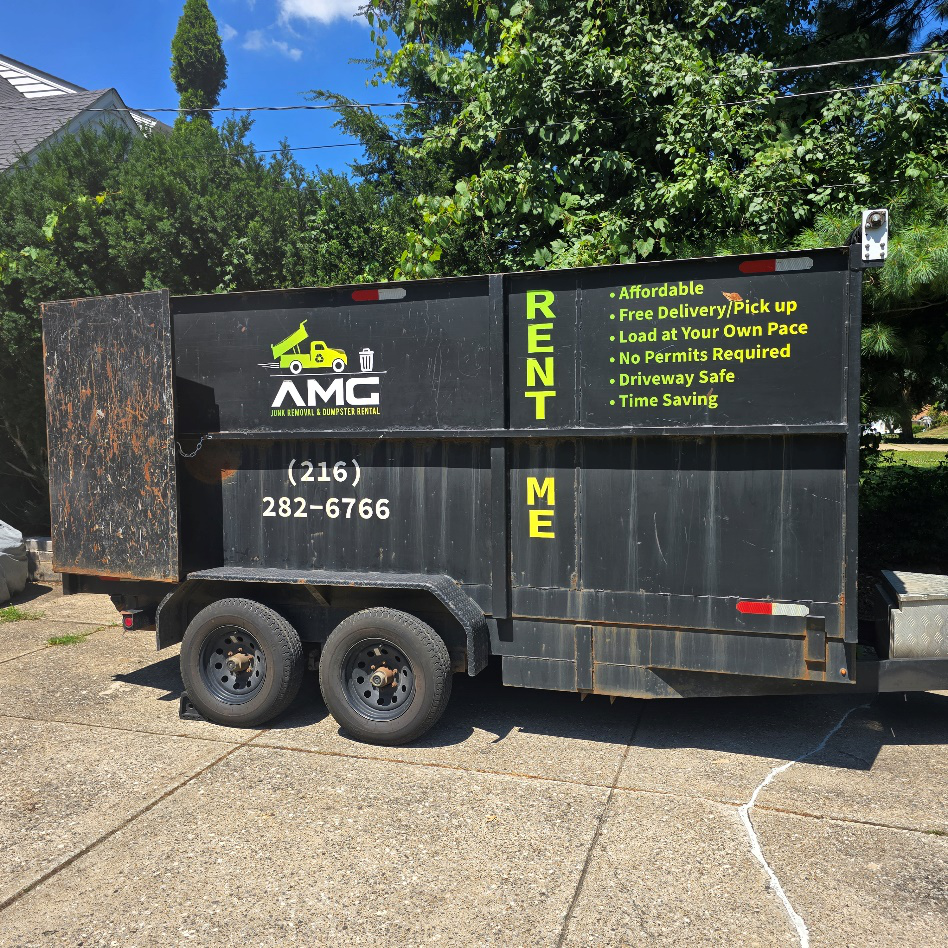 A dumpster rental by AMG Junk Removal.
