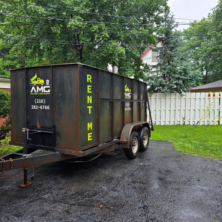 A dumpster rental by AMG Junk Removal.