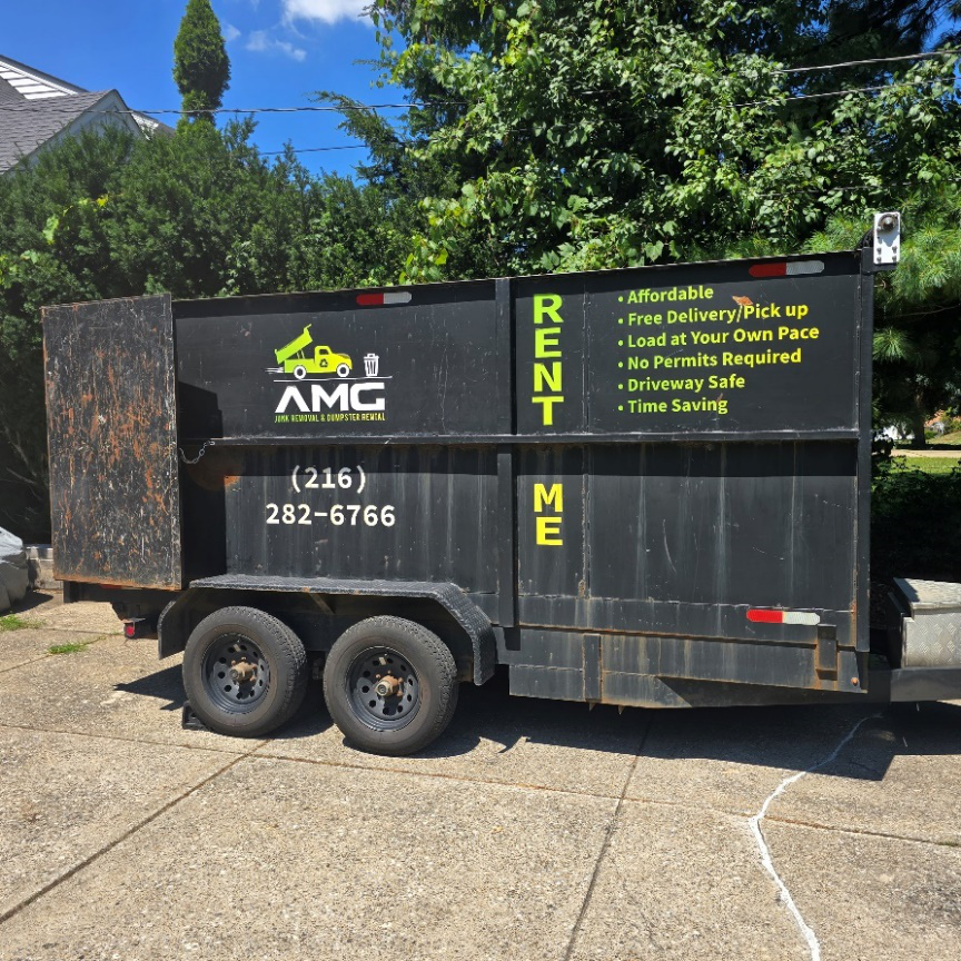 A dumpster rental by AMG Junk Removal.