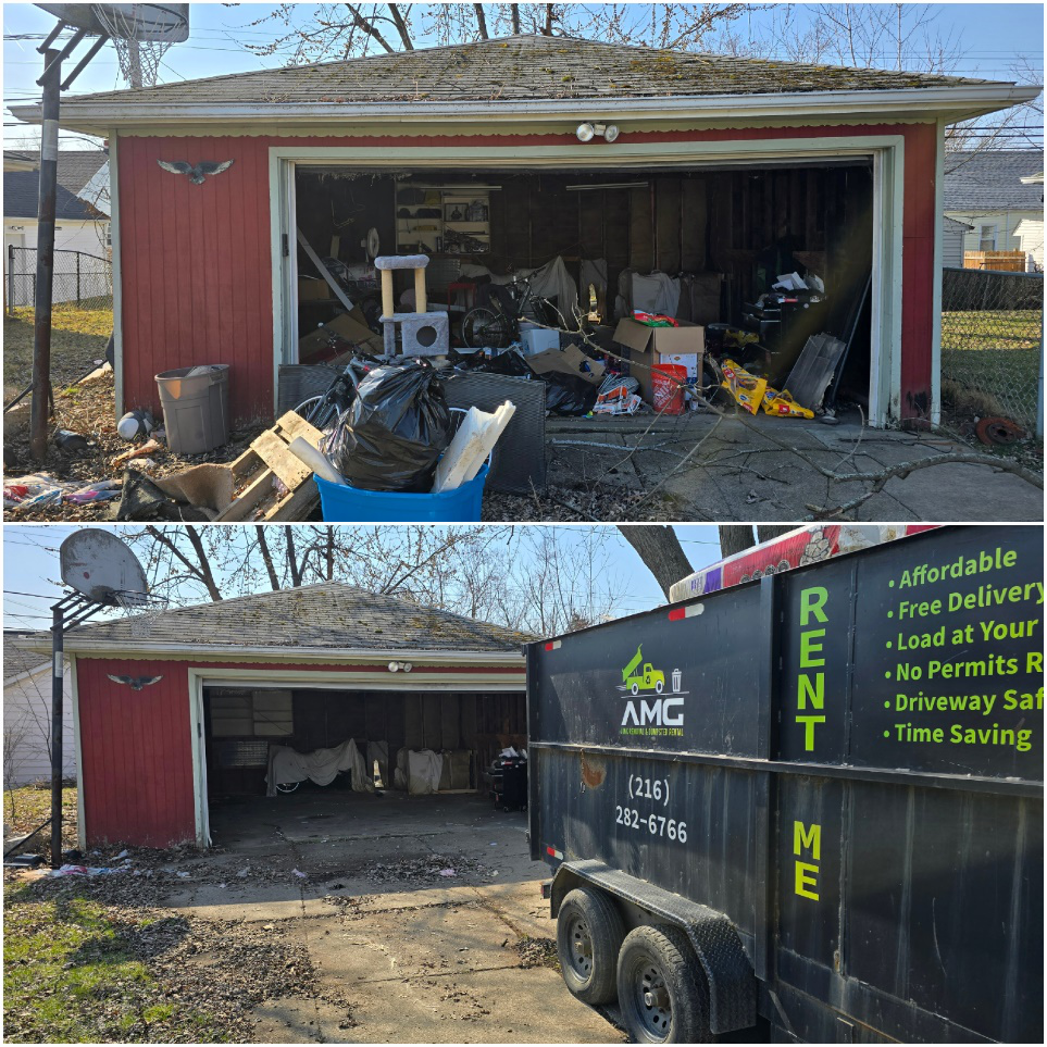 A garage cleanout by AMG Junk Removal.
