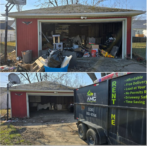 A large truck meant for junk removal. 