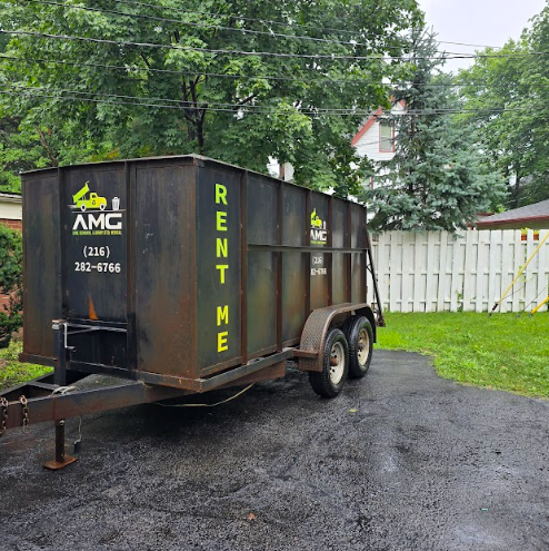 Roll-off dumpster rental in Maple Heights ready for construction site cleanup.