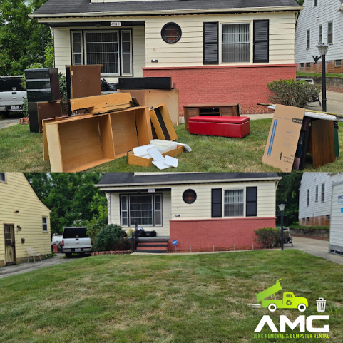 A large house before and after junk removal services.